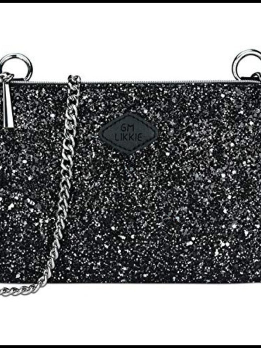 Sparkly Glitter Crossbody Evening Clutch with Detachable Chain Strap